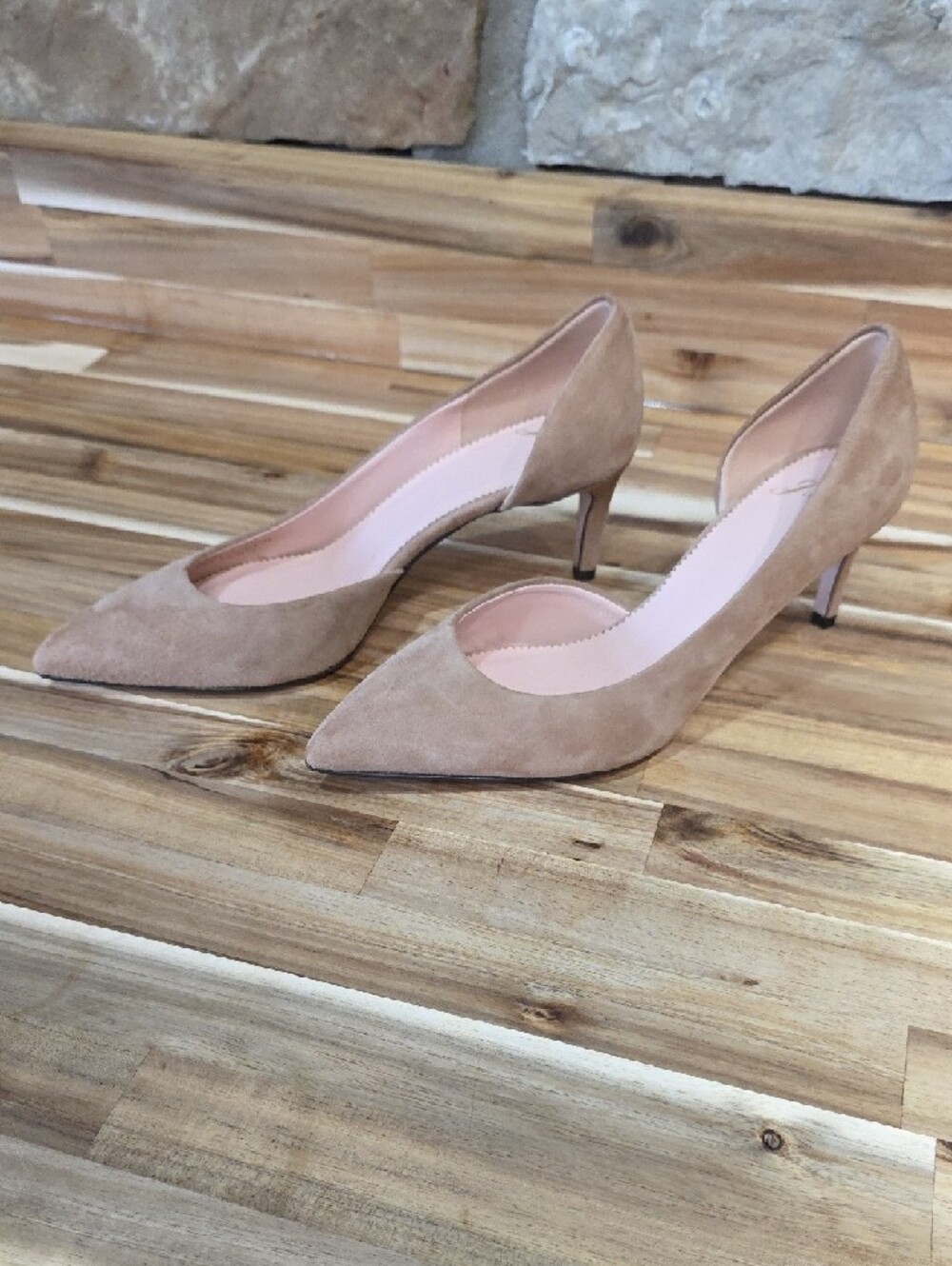 J.Crew Lucie Suede D'Orsay Pointed Toe Pumps Ashen Brown Tan Heel Size 6 - Picture 3 of 9